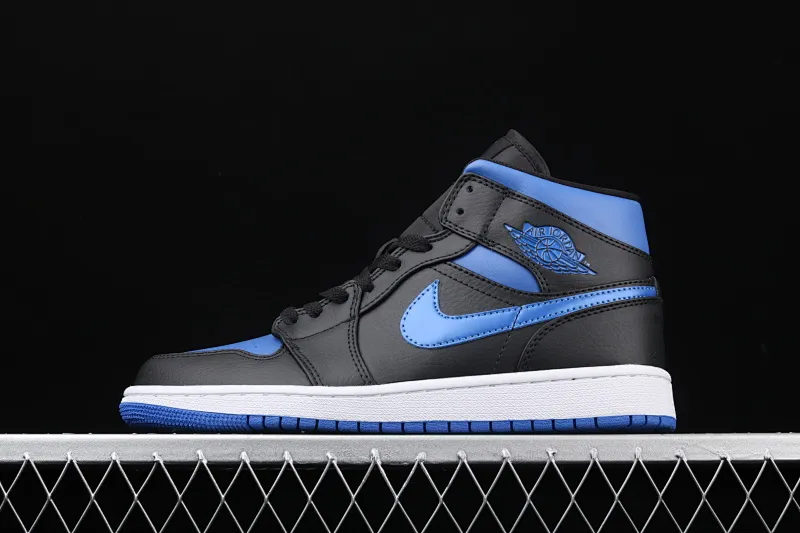 All categories Air Jordan Jordan series basketball shoes Air Jordan 1 Mid Air Jordan 1 Mid AJ1 Joe 1 mid-top black and blue basketball shoes 554724-068